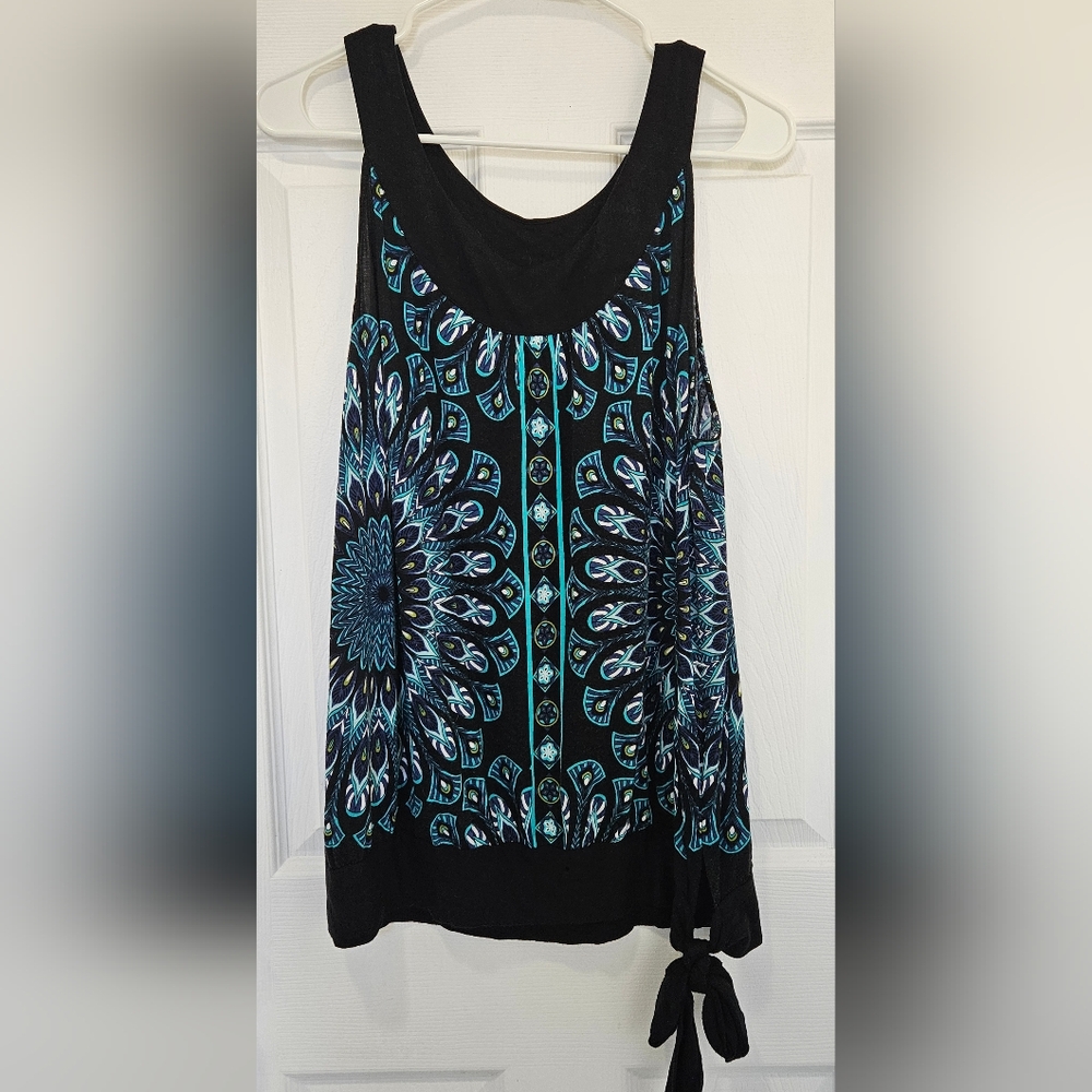 Apt9 Black and Blue Patterned Women's Top Size XL